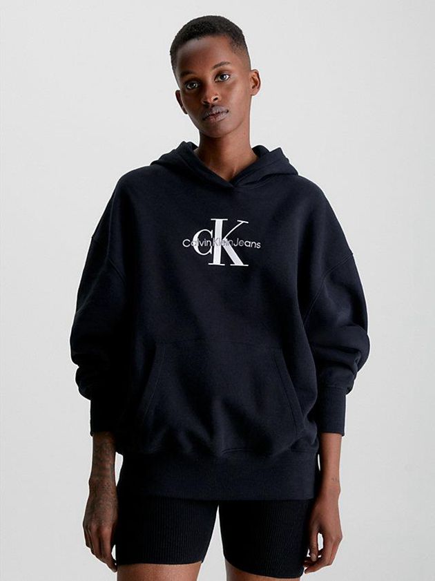 Calvin Klein USA Oversized Monogram Womens Hoodie Black 3854791-FS